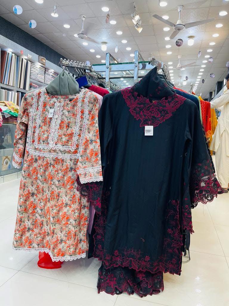 Embroidered kurti set in floral and black designs
